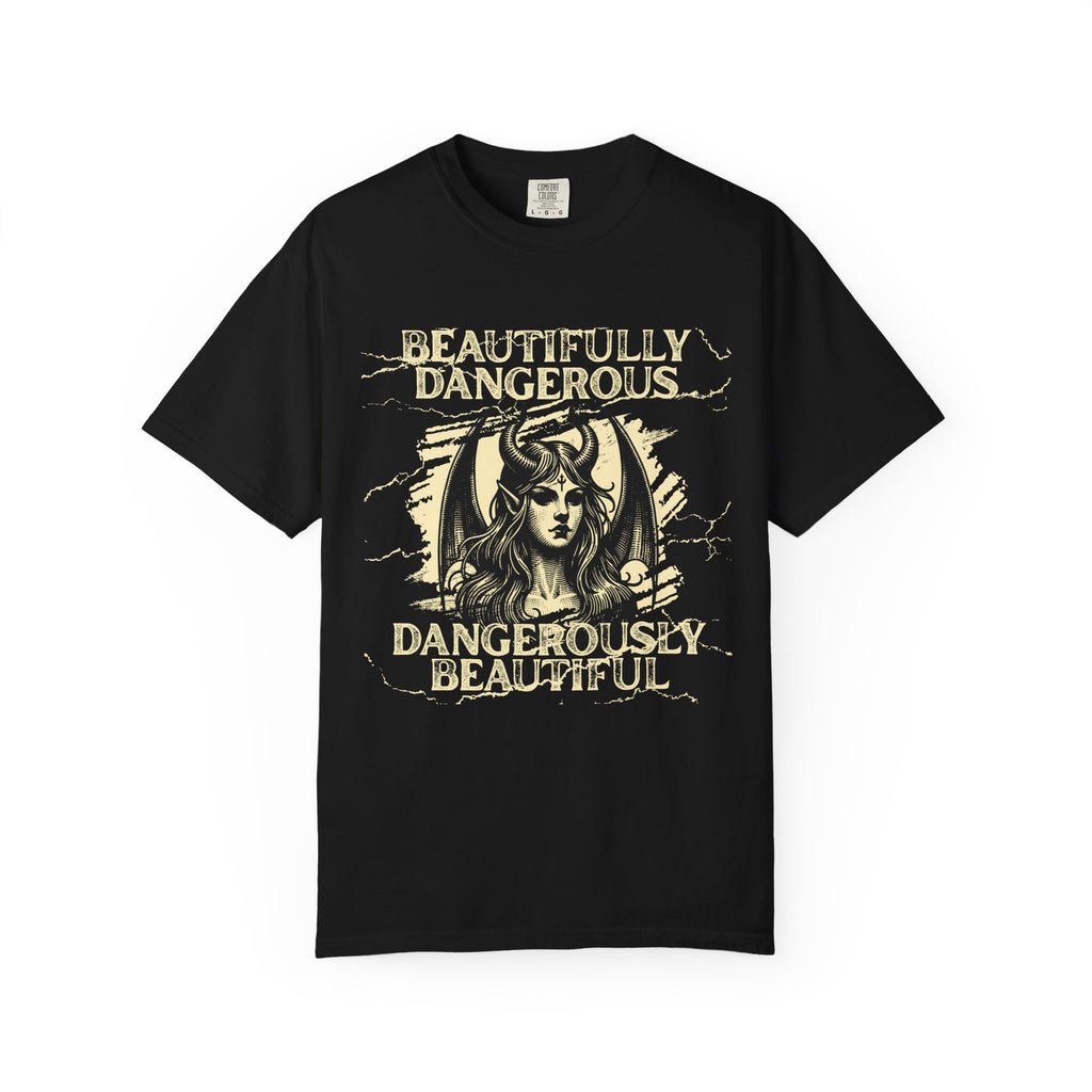 Beautifully Dangerous Graphic Tee — Gothic Demoness "Dangerously Beautiful" T-Shirt