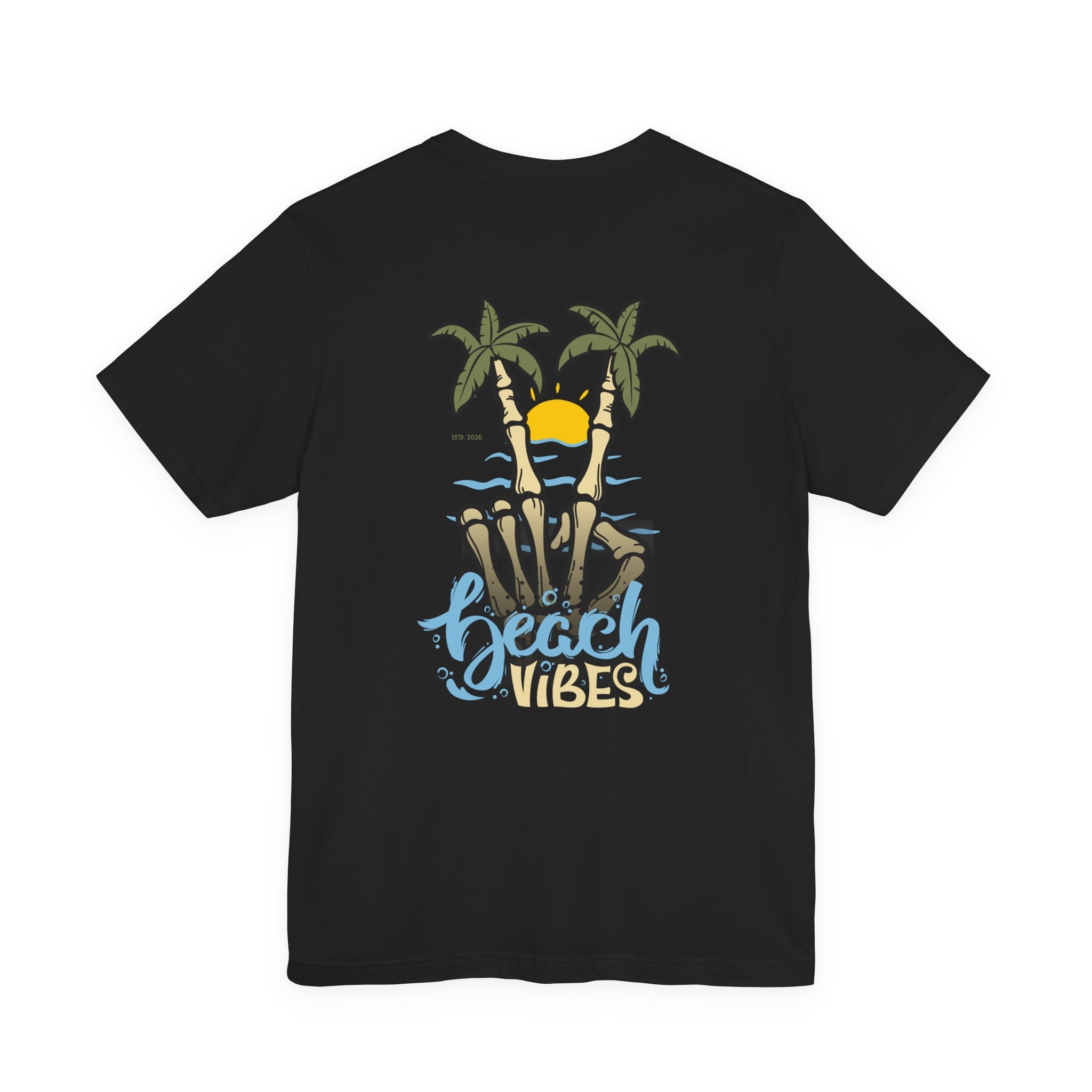 T-Shirt — 'Peace Vibes' Tropical Skeleton Palm Tree Sunset Tee