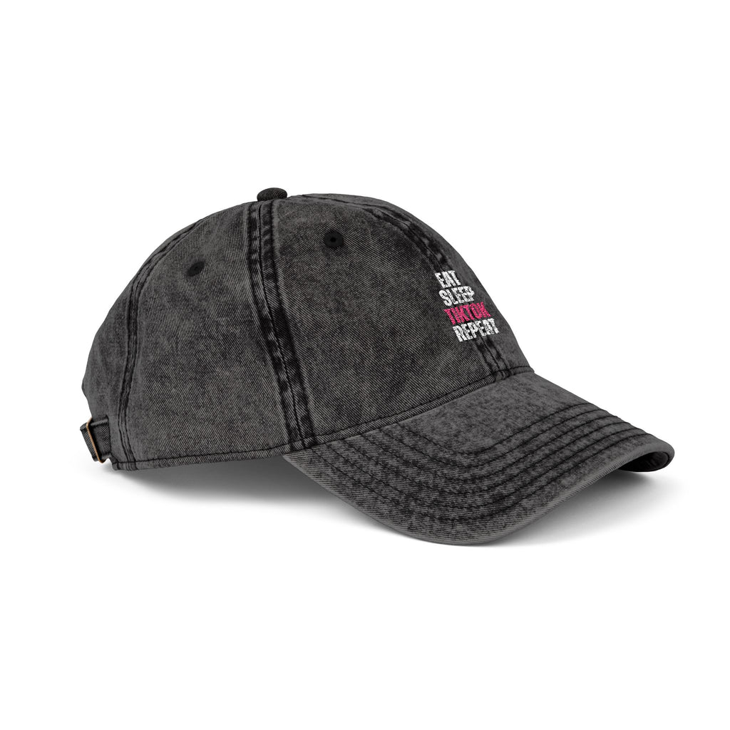 Eat Sleep TikTok Repeat Vintage Embroidered Cap — Retro Washed Baseball Hat