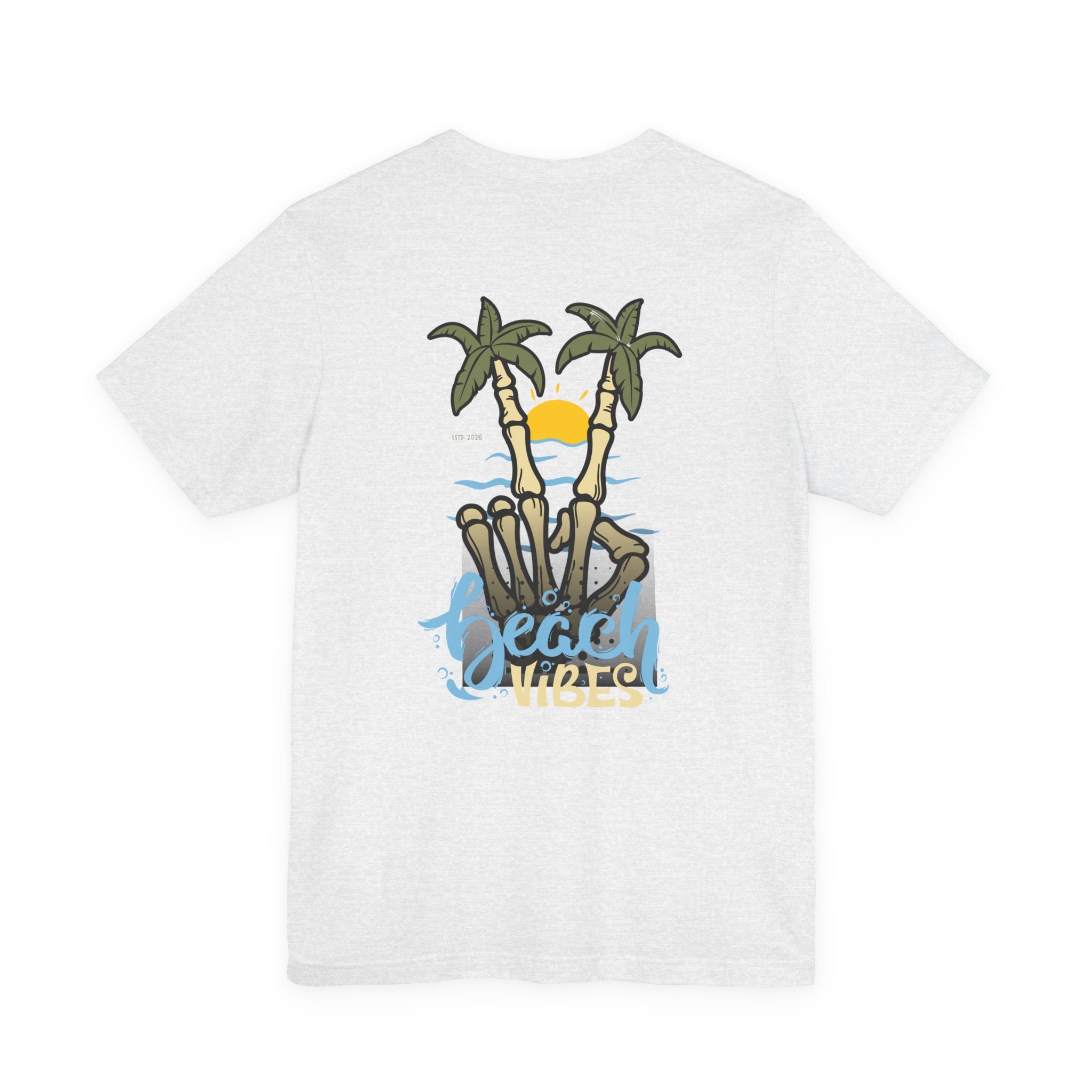 T-Shirt — 'Peace Vibes' Tropical Skeleton Palm Tree Sunset Tee