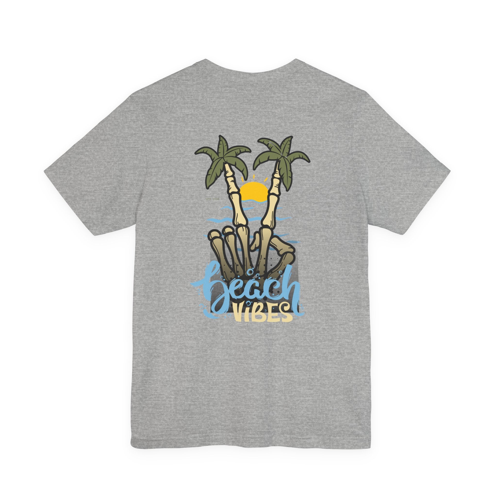 T-Shirt — 'Peace Vibes' Tropical Skeleton Palm Tree Sunset Tee
