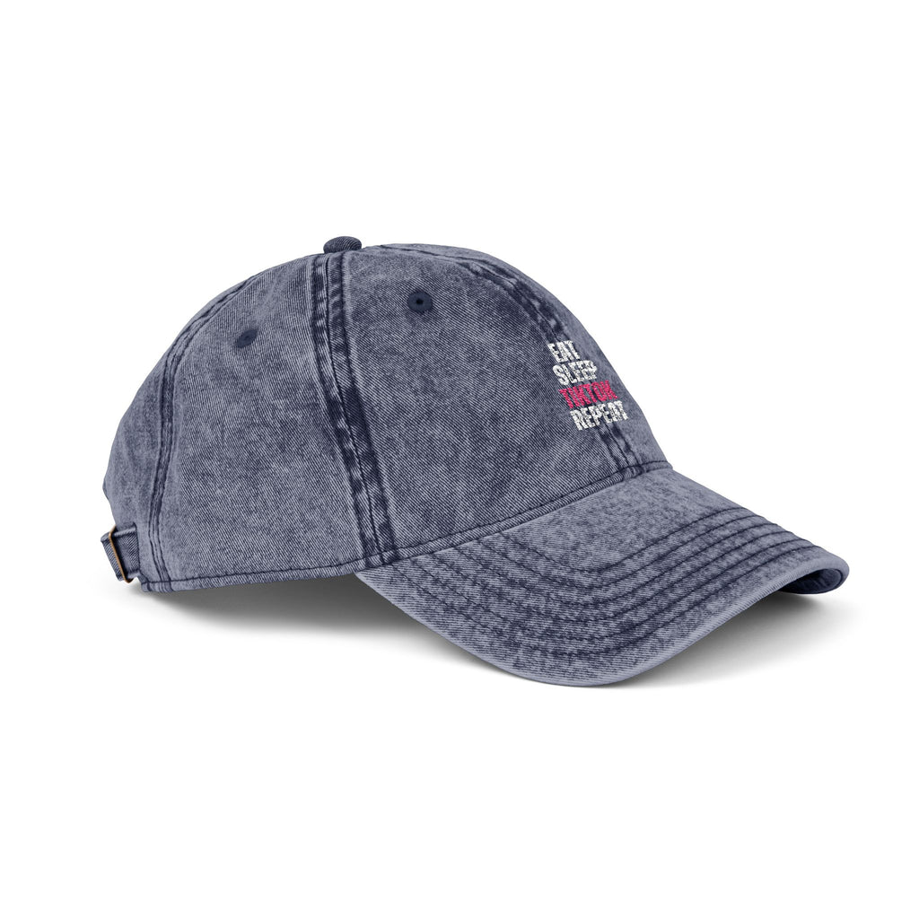 Eat Sleep TikTok Repeat Vintage Embroidered Cap — Retro Washed Baseball Hat