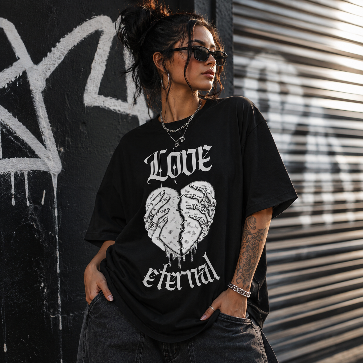 Love Eternal Tee — Gothic Heart Graphic T-Shirt
