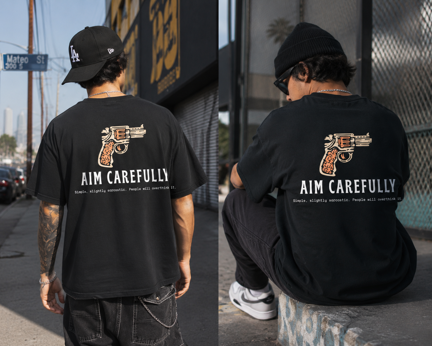 Aim Carefully Graphic T-Shirt — Funny Streetwear Tee