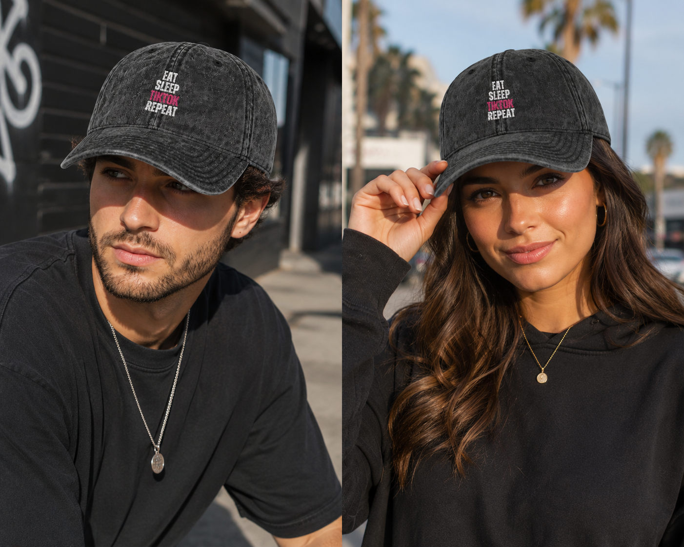 Eat Sleep TikTok Repeat Vintage Distressed Dad Hat