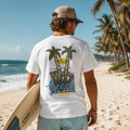 Peace Vibes Graphic Tee — Tropical Skeleton Palm Tree Sunset T-Shirt