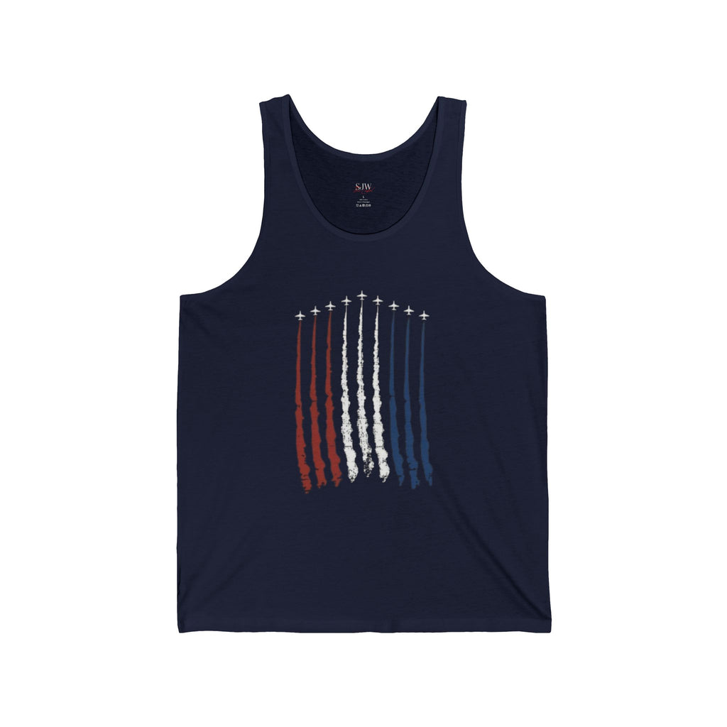 Patriotic Jet Trail Tank Top - Red White Blue Starfighter 4th of July Tank