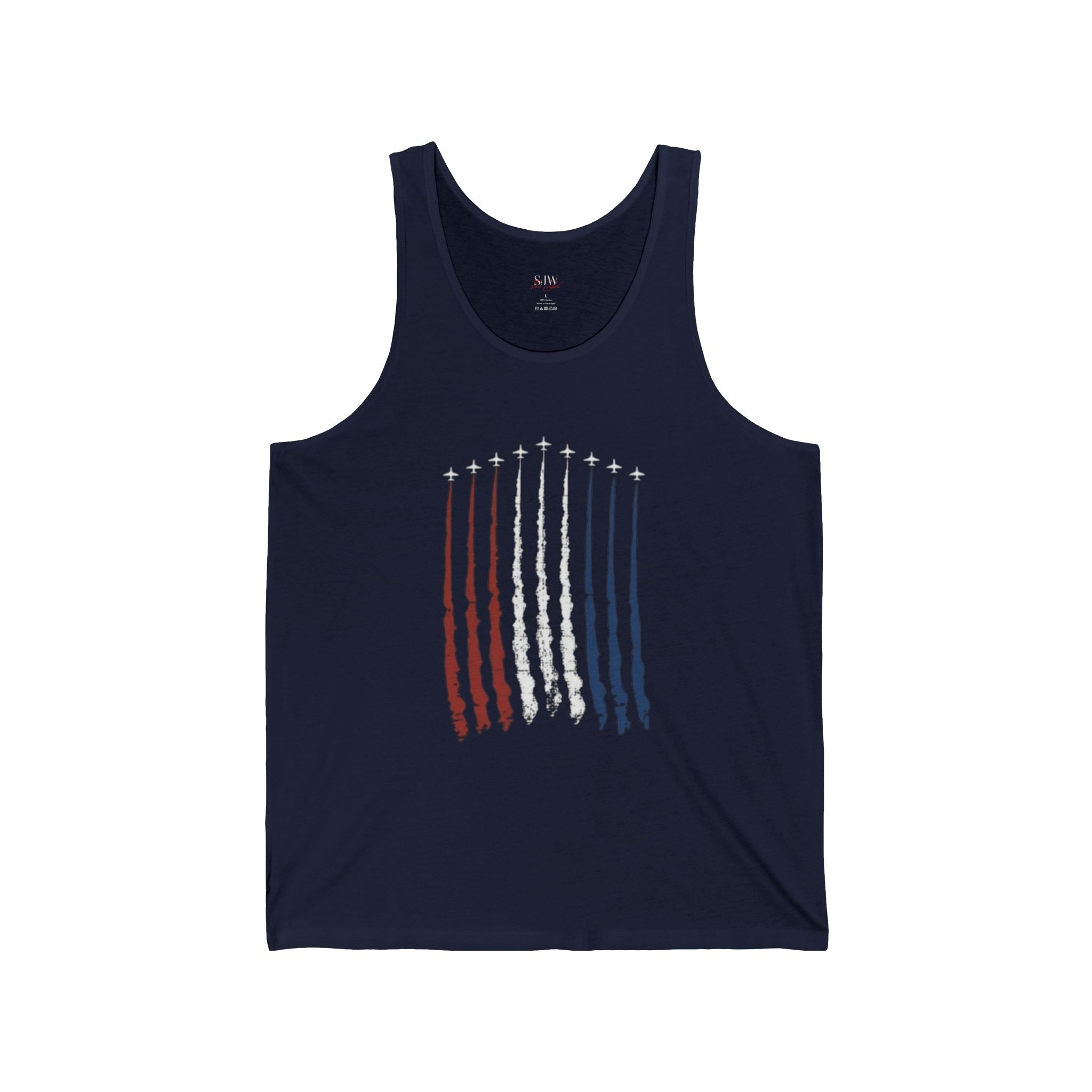 Patriotic Jet Trail Tank Top - Red White Blue Starfighter 4th of July Tank