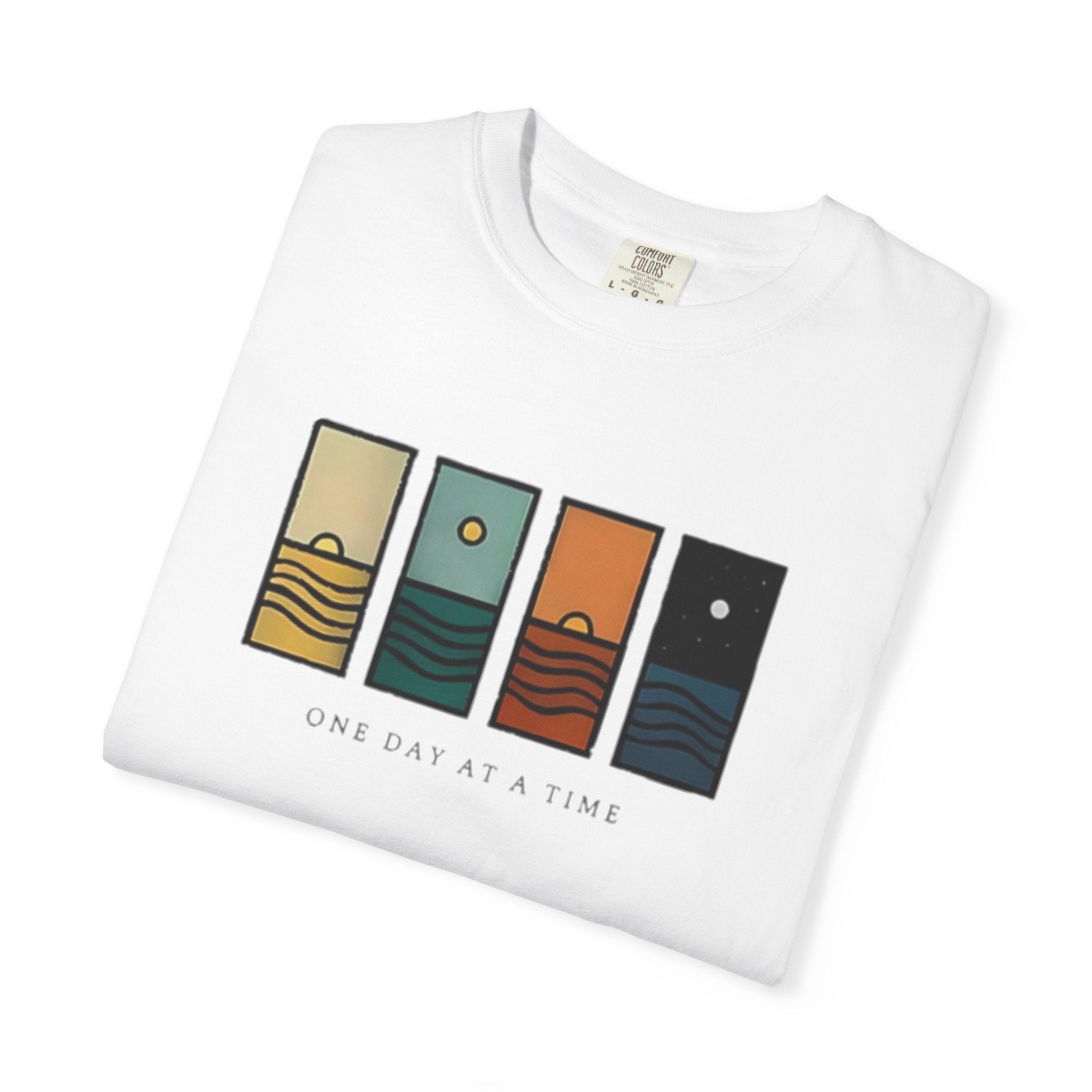 Sunrise to Sunset Graphic Tee — Men's Minimalist One Day At A Time T-Shirt