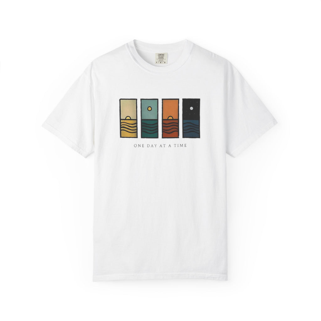 Sunrise to Sunset Graphic Tee — Men's Minimalist One Day At A Time T-Shirt