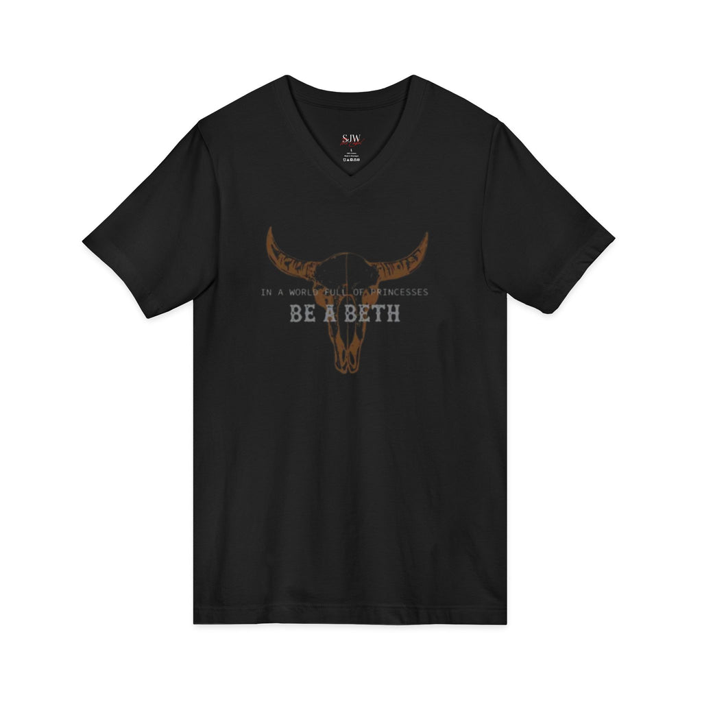 Be a Beth Graphic Tee – Country Western Longhorn Skull V-Neck T-Shirt