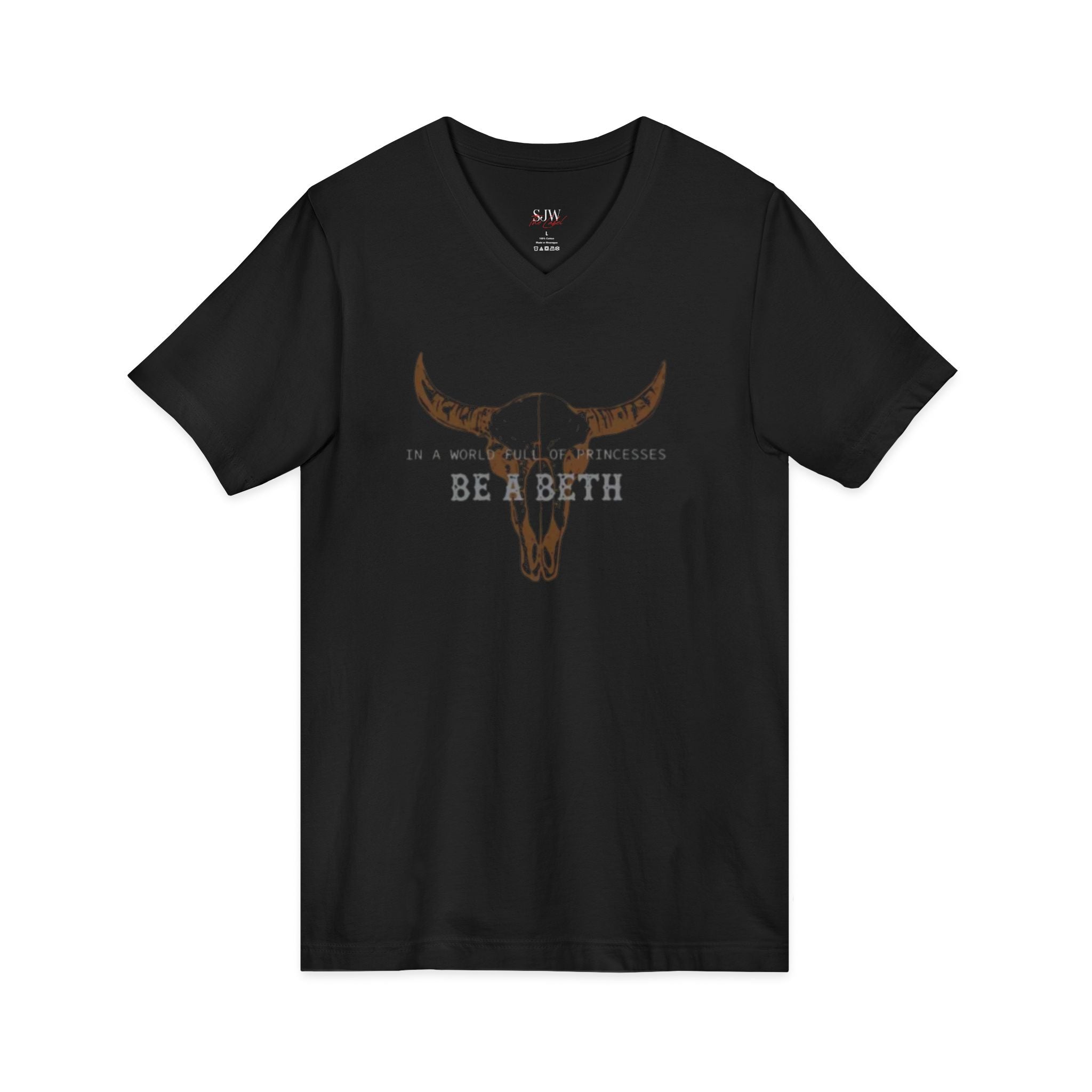 Be a Beth Graphic Tee – Country Western Longhorn Skull V-Neck T-Shirt