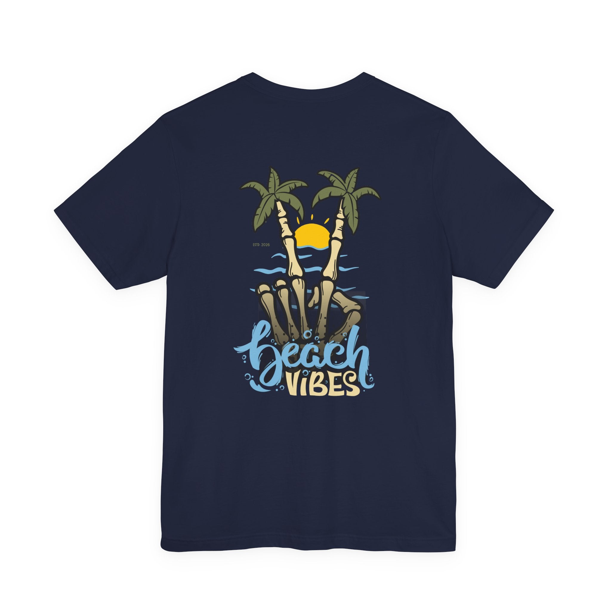 T-Shirt — 'Peace Vibes' Tropical Skeleton Palm Tree Sunset Tee