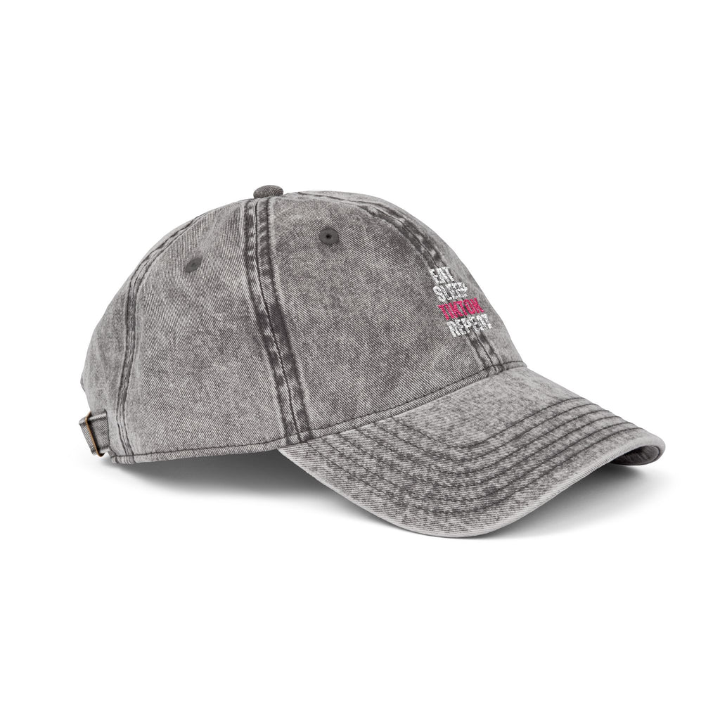Eat Sleep TikTok Repeat Vintage Embroidered Cap — Retro Washed Baseball Hat