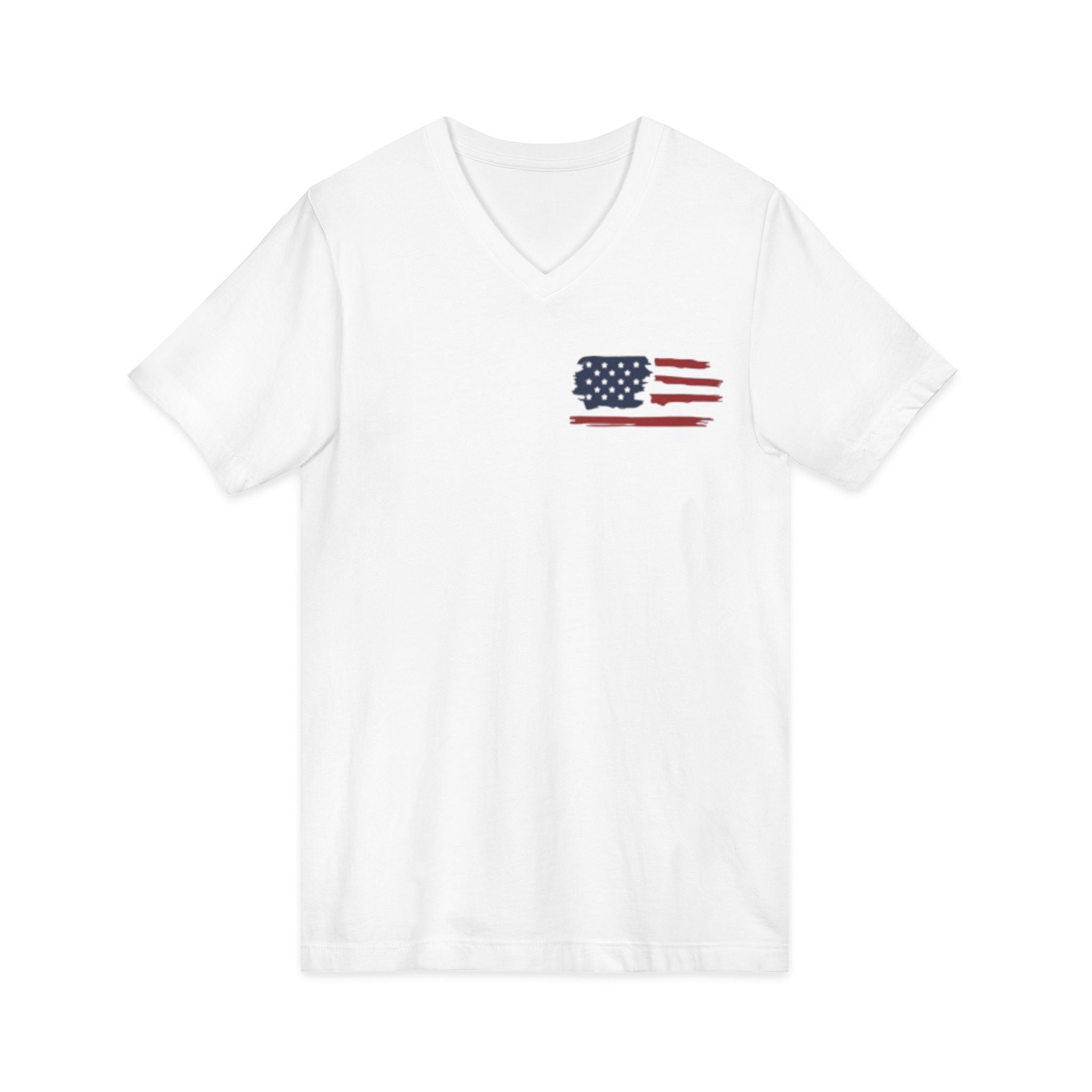 America The Beautiful V-Neck Tee — Distressed Flag Patriotic T-Shirt