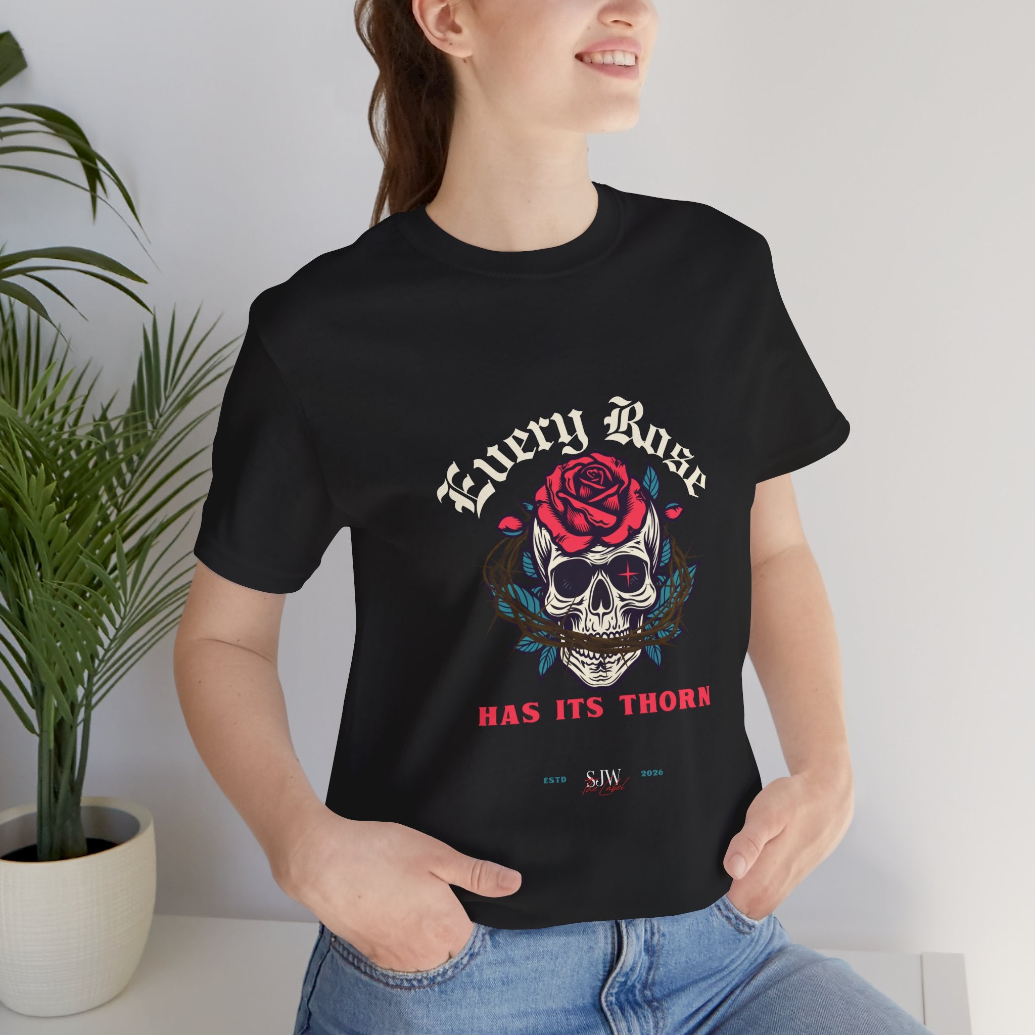 Every Rose Has Its Thorn Skull T‑Shirt